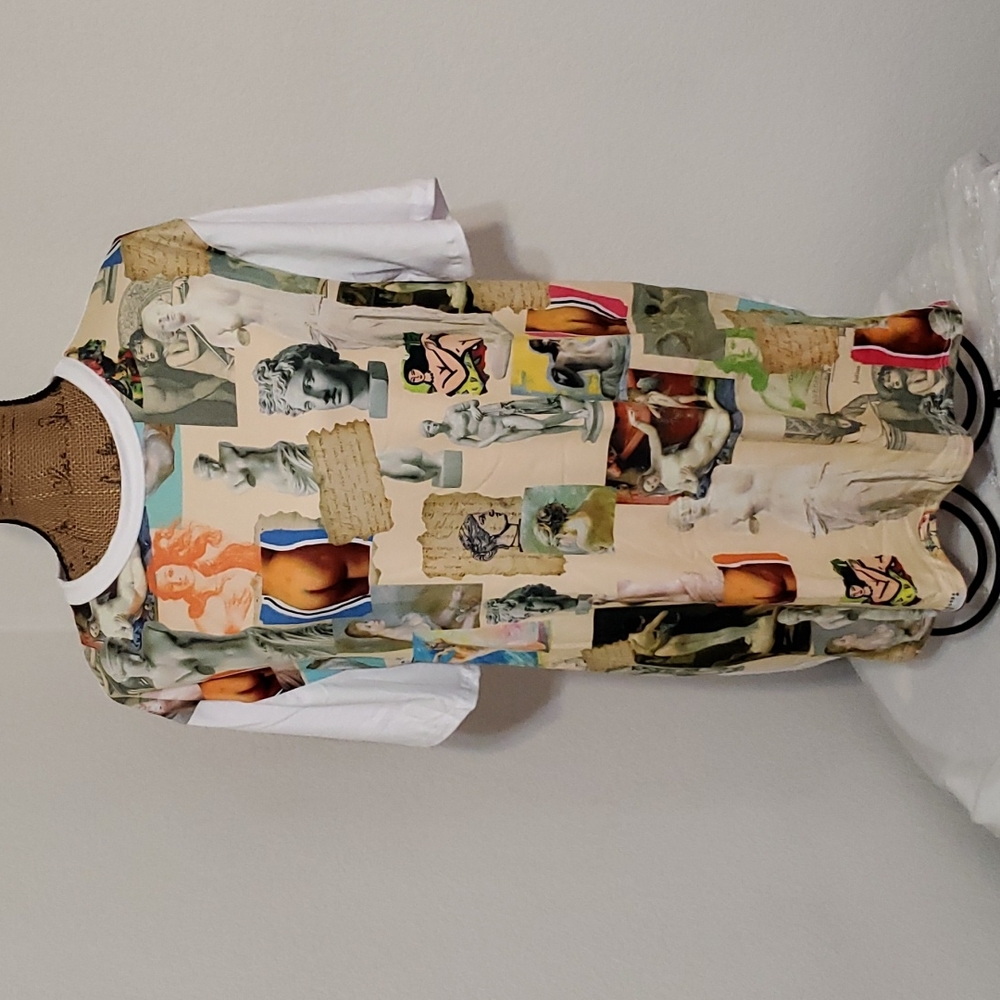 BELLA LUNA Statue Art graphic print short sleeve 2 Med 1 Lg. NWOT Roman Greek